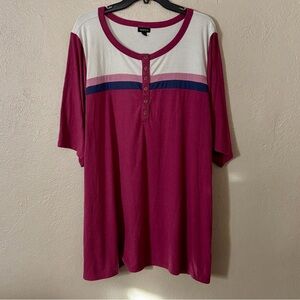 Torrid Super Soft Rib Color Block Henley Short Elbow Sleeve Tee Womens Plus 5X